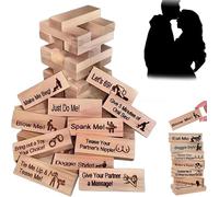 Lot de 48 Tours de Blocs Super Coquins - Jeu pour Adultes et Couples - Blocs Empilables en Bois