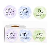 Lot de 480 autocollants rustiques de 5,1 cm avec inscription « His Her Our Favorite » pour sacs à bonbons de mariage