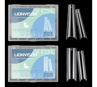 Lot de 480 Faux Ongles Carrés transparents : 240 Faux Ongles Sans Courbe C - 240 Faux Ongles Carrés Extra Longs Sans Trace pour Ongles en Acrylique pour Bricolage à la Maison avec Boîte