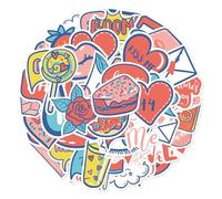 Lot de 49 autocollants en vinyle pour la Saint-Valentin, minimaliste, mignon, cœur rose, esthétique, étanche, décalcomanies pour ordinateur portable, téléphone, journal, adolescentes et filles