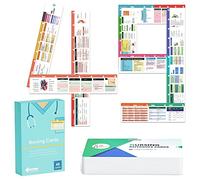Lot de 49 cartes de référence horizontales pour infirmières, infirmières, feuilles de triche bonus - Valeurs de laboratoire, ECG, vitaux, etc. pour infirmière, LPN ou étudiants
