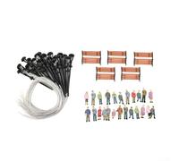 Lot de 49 figurines peintes HO OO avec bancs et lampadaires pour modélisme de train
