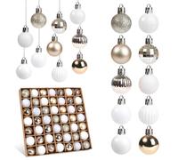 Lot de 49 Mini Boules de Noel en Plastique,3CM Petites Boules de Noël,Boule Sapin de Noël avec Crochet Rouge,Vert,Blanche,Bleu,Decoration Sapin de Noel Intérieur et Extérieur