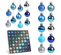 Lot de 49 Mini Boules de Noel en Plastique,3CM Petites Boules de Noël,Boule Sapin de Noël avec Crochet Rouge,Vert,Blanche,Bleu,Decoration Sapin de Noel Intérieur et Extérieur