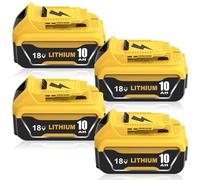 Lot de 4X 10.0Ah de Rechange pour Dewalt Batterie 18V DCB204/DCB206 pour Perceuse DCD791/Marteau-perforateur DCH273/Scie Circulaire DCS391 - Travaux Chantier, Bricolag