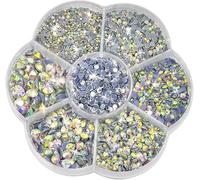 Lot de 5 000 strass ronds en zircon bleu - 11 couleurs - 6 tailles : 2 mm, 3 mm, 4 mm, 4,8 mm - Pour vêtements, chaussures et loisirs créatifs (zircon bleu)