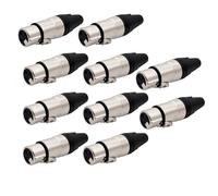 Lot de 5/10 connecteurs XLR for microphone audio, connecteur de haut-parleur à 3 broches, mâle et femelle, couleur(Black female 10pc)