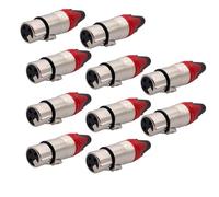 Lot de 5/10 connecteurs XLR for microphone audio, connecteur de haut-parleur à 3 broches, mâle et femelle, couleur(Red female 10pc)