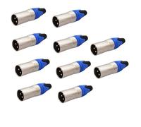 Lot de 5/10 connecteurs XLR for microphone audio, connecteur de haut-parleur à 3 broches, mâle et femelle, couleur(Blue male 10pc)