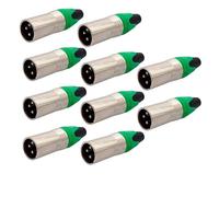 Lot de 5/10 connecteurs XLR for microphone audio, connecteur de haut-parleur à 3 broches, mâle et femelle, couleur(Green male 10pc)