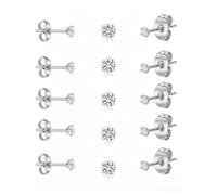 Lot de 5/10 paires de petites boucles d'oreilles à tige en acier inoxydable 316L plaqué or 14 carats pour homme et femme - 2 mm - Hypoallergénique - Plusieurs trous, 2mm, Acier inoxydable, Pas de