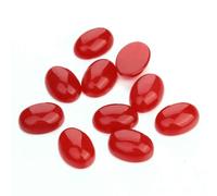 Lot de 5/10 perles cabochon en pierre naturelle, dos plat, ovales, en agate et œil de tigre, pour la création de bijoux (vente en gros) - Rubis - 18 x 25 mm (10 pièces)