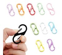 Lot de 5/10 petits mousquetons, clips en S à double ouverture, adaptés pour les bagages et les sacs à dos, pour le camping et les activités de plein air (couleurs mélangées)
