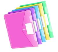 Lot de 5/10 pochettes perforées à 3 trous - Enveloppes transparentes pour documents - 29 x 24 cm