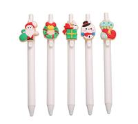 Lot de 5/10 stylos à encre gel à séchage rapide Motif Père Noël 0,5 mm