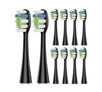 Lot de 5/10 têtes de brosse de rechange compatibles avec les brosses à dents électriques AquaSonic Black Series, Vibe Series, Black Series Pro, Duo Series Pro(10 pcs BK)