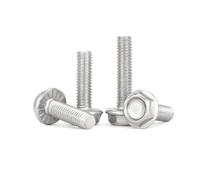 Lot de 5/10 vis à tête hexagonale externe en acier inoxydable A2 304, M4, M5, M6, M8, M10, M12, avec rondelle dentelée concave, GB5789(16mm,5pcs M8)