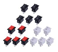 Lot de 5/15 interrupteurs à bouton-poussoir 21 x 15 mm SPST 2 broches 6 A 250 V KCD11 encliqueter, marche/arrêt, for bateau, maison, moto, noir, rouge, blanc(15pcs)