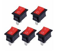 Lot de 5/15 interrupteurs à bouton-poussoir 21 x 15 mm SPST 2 broches 6 A 250 V KCD11 encliqueter, marche/arrêt, for bateau, maison, moto, noir, rouge, blanc(5pcs B)