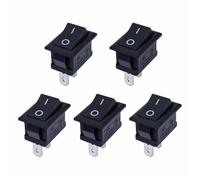 Lot de 5/15 interrupteurs à bouton-poussoir 21 x 15 mm SPST 2 broches 6 A 250 V KCD11 encliqueter, marche/arrêt, for bateau, maison, moto, noir, rouge, blanc(5pcs A)