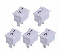 Lot de 5/15 interrupteurs à bouton-poussoir 21 x 15 mm SPST 2 broches 6 A 250 V KCD11 encliqueter, marche/arrêt, for bateau, maison, moto, noir, rouge, blanc(5pcs C)