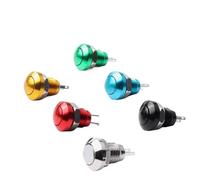 Lot de 5/20/100 boutons poussoirs de sonnette en métal étanche de 8 mm, bouton poussoir momentané for voiture, PC, démarrage et arrêt automatiques(Silvery,5PCS)