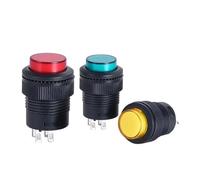 Lot de 5/20/100 interrupteurs à pression autobloquants 16 mm avec éclairage LED 5 couleurs 4 broches R16-503/AD R16-503/BD (LED jaune, 100 pièces_auto-verrouillage)
