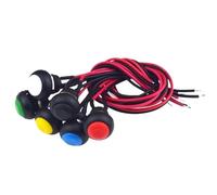 Lot de 5/20 interrupteurs à bouton-poussoir momentané 1 A DC 12 V 12 mm PBS-33B à réinitialisation automatique, mini interrupteur rond SPST NO 2 broches avec fil pré-soudé(White,5PCS)