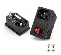 Lot de 5/20 prises courant alternatif avec interrupteur à bascule IEC 320 C13 C14, connecteur électrique mâle femelle 3 broches fusible 250 V 10 A et voyant rouge(AC-01,5PCS)