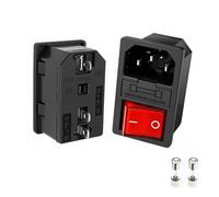 Lot de 5/20 prises courant alternatif avec interrupteur à bascule IEC 320 C13 C14, connecteur électrique mâle femelle 3 broches fusible 250 V 10 A et voyant rouge(AC-01-2,20PCS)