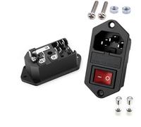 Lot de 5/20 prises courant alternatif avec interrupteur à bascule IEC 320 C13 C14, connecteur électrique mâle femelle 3 broches fusible 250 V 10 A et voyant rouge(AC-01B,5PCS)