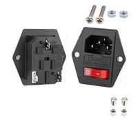Lot de 5/20 prises courant alternatif avec interrupteur à bascule IEC 320 C13 C14, connecteur électrique mâle femelle 3 broches fusible 250 V 10 A et voyant rouge(AC-01A-1,5PCS)
