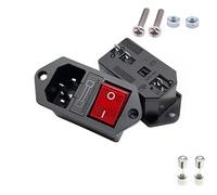 Lot de 5/20 prises courant alternatif avec interrupteur à bascule IEC 320 C13 C14, connecteur électrique mâle femelle 3 broches fusible 250 V 10 A et voyant rouge(AC-01B-1,5PCS)