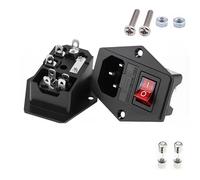 Lot de 5/20 prises courant alternatif avec interrupteur à bascule IEC 320 C13 C14, connecteur électrique mâle femelle 3 broches fusible 250 V 10 A et voyant rouge(AC-01A,5PCS)