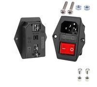 Lot de 5/20 prises courant alternatif avec interrupteur à bascule IEC 320 C13 C14, connecteur électrique mâle femelle 3 broches fusible 250 V 10 A et voyant rouge(AC-01A-2,5PCS)