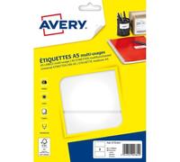 Lot de 5 48 étiquettes multi-usages blanches, format 64 x 133 mm (16 feuilles / cdt)