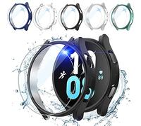 Lot de 5 + 5 Coque Galaxy Watch 5/4 + Film de Protection 44 mm, 5 Verres Trempés et 5 Coques Rigides en PC, Accessoires Anti-Rayures pour Galaxy Watch Série 4 5 (44 mm)