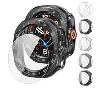 Lot de 5 + 5 coques avec protecteur d'écran pour Samsung Galaxy Watch | Coque de protection en polycarbonate, film de protection anti-rayures en verre blindé avec haute sensibilité
