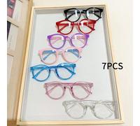 Lot de 5/6/7 pièces - Ensemble de lunettes de mode transparentes pour enfants, avec des montures et des couleurs riches, convenant pour un port quotidien et la décoration pour les garçons et les fille