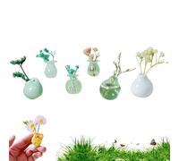 Lot de 5/6/8 mini vases magnétiques pour réfrigérateur - Simulation magnétique - Mini vases en céramique 3D - Aimant de réfrigérateur amusant - Accessoire de cuisine et de bureau - Décoration (sans