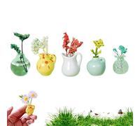 Lot de 5/6/8 mini vases magnétiques pour réfrigérateur - Simulation magnétique - Mini vases en céramique 3D - Aimant de réfrigérateur amusant - Accessoire de cuisine et de bureau - Décoration (sans
