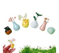 Lot de 5/6/8 mini vases magnétiques pour réfrigérateur - Simulation magnétique - Mini vases en céramique 3D - Aimant de réfrigérateur amusant - Accessoire de cuisine et de bureau - Décoration (sans