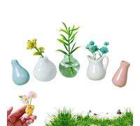 Lot de 5/6/8 mini vases magnétiques pour réfrigérateur - Simulation magnétique - Mini vases en céramique 3D - Aimant de réfrigérateur amusant - Accessoire de cuisine et de bureau - Décoration (sans