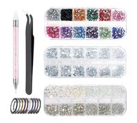 Lot de 5 600 pierres précieuses pour ongles, strass pour loisirs créatifs, kit de strass Hotfix, kit éblouissant pour ongles avec perles à ongles, pince à épiler, stylo à pointiller pour travaux