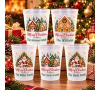 Lot de 5 à 100 Gobelets Noël Personnalisés avec Texte, Gobelets de Fête Réutilisables Personnalisés en Plastique, 35,5 cl/47,5 obelet Biere Personnalisable, Gobelets Cocktail pour Fêtes Noël