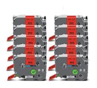 Lot de 5 à 20 paquets de 18 mm TZe241 compatibles avec les rubans TZe TZe-241 TZe141 TZe441 TZe541 TZe641 TZe741 pour étiqueteuse Brother PT (10 PK noir sur rouge)