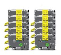 Lot de 5 à 20 paquets de 18 mm TZe241 compatibles avec les rubans TZe TZe-241 TZe141 TZe441 TZe541 TZe641 TZe741 pour étiqueteuse Brother PT (noir sur jaune)