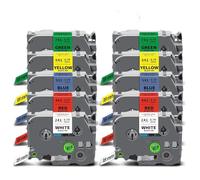 Lot de 5 à 20 paquets de 18 mm TZe241 compatibles avec ruban TZe TZe-241 TZe141 TZe441 TZe541 TZe641 TZe741 pour étiqueteuse Brother PT (10 paquets de couleurs mélangées)