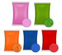 Lot de 5 à 75 g de poudre de couleur Holi, Rangoli, non toxique, lavable, révélation du sexe, décorations, guerre des couleurs, photographie d'enfants et d'animaux, camps d'été, fête et festival