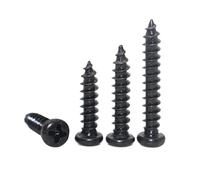 Lot de 5 à 80 mini vis à bois autotaraudeuses à tête ronde cruciforme en acier inoxydable 304 noir M1.7 M2 M2.3 M2.6 M3 M3.5 M4 M5 M6(90mm,M5X10pcs)